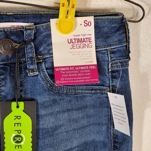 So Super High Rise Ultimate Jegging 1L/25W Skinny Fit Distressed Stretch 25x31 - Picture 4 of 13